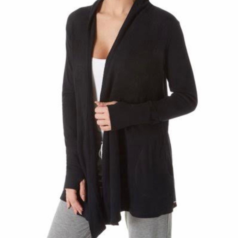 Tommy Hilfiger Black Henley Lounge Sweater Jacket Sz SP